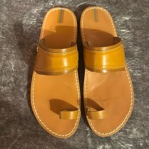 Sam Edelman Margit Kona Brown Leather Slides Size 9